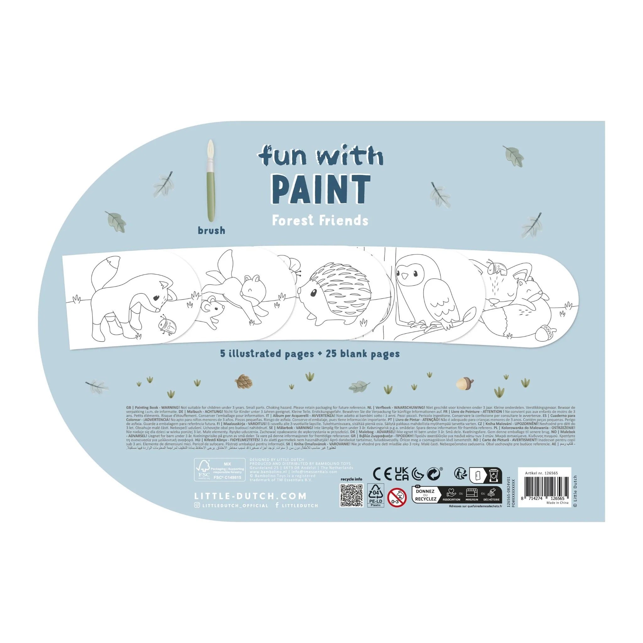 Livro para pintar Forest Friends - inclui aguarelas e pincel