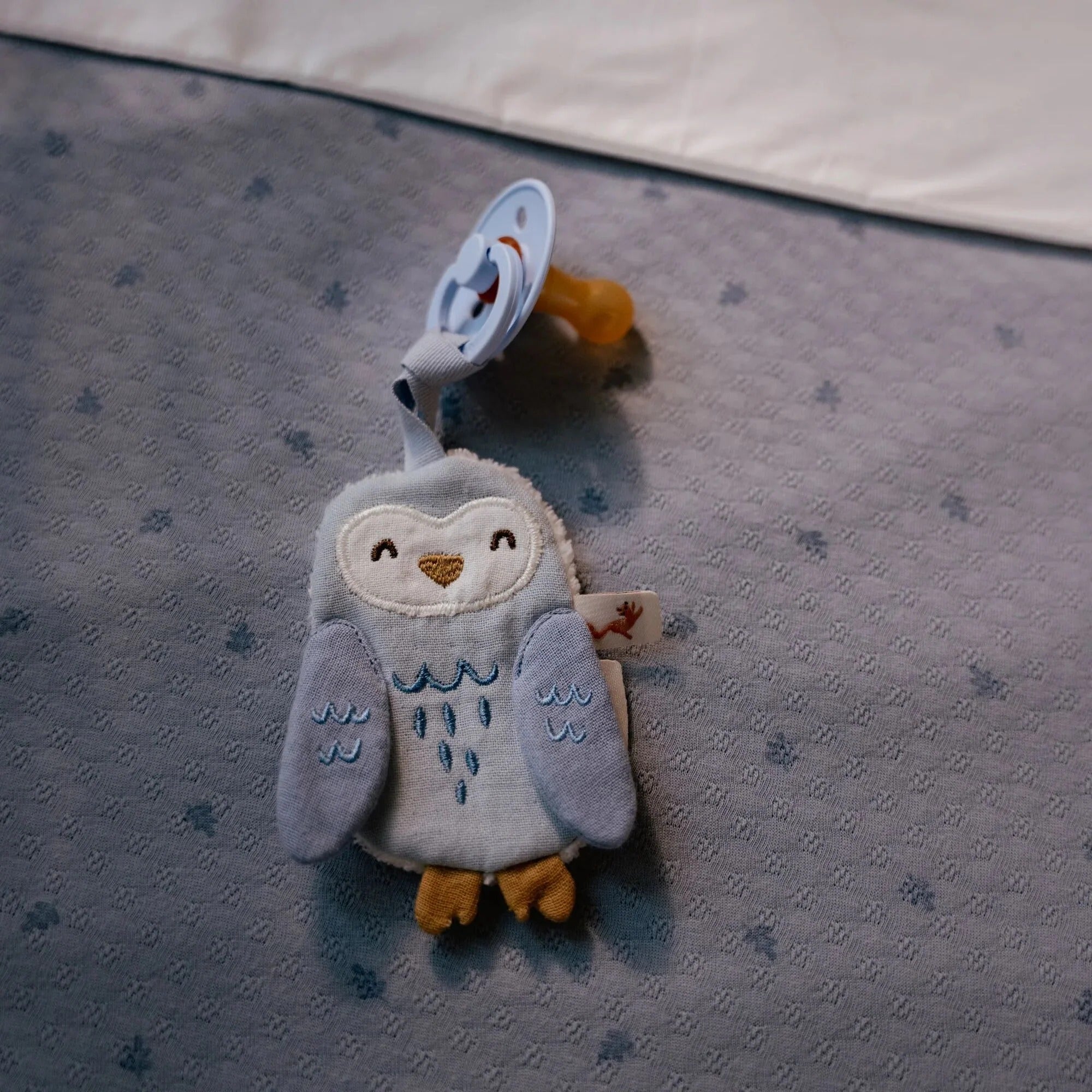 Paninho prende-chupeta coruja azul Forest Friends