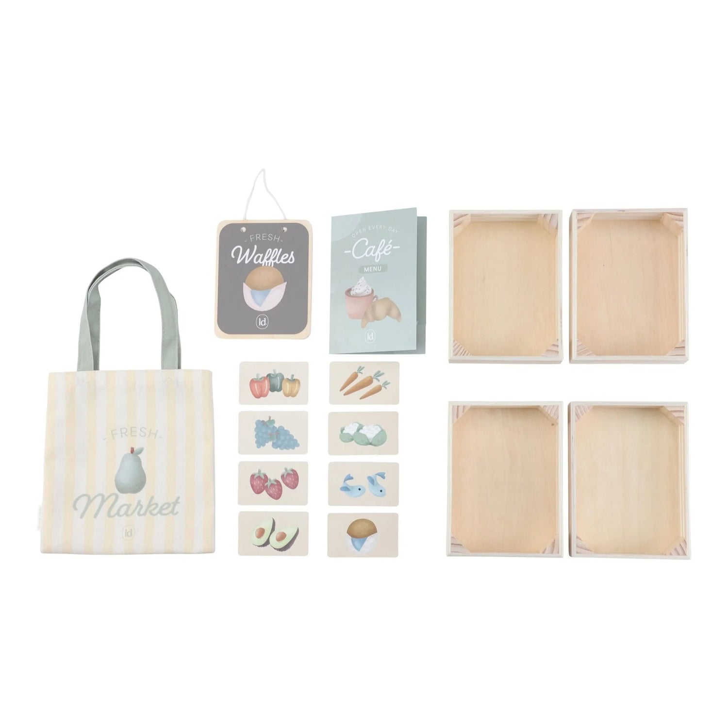 Mercado e café de madeira