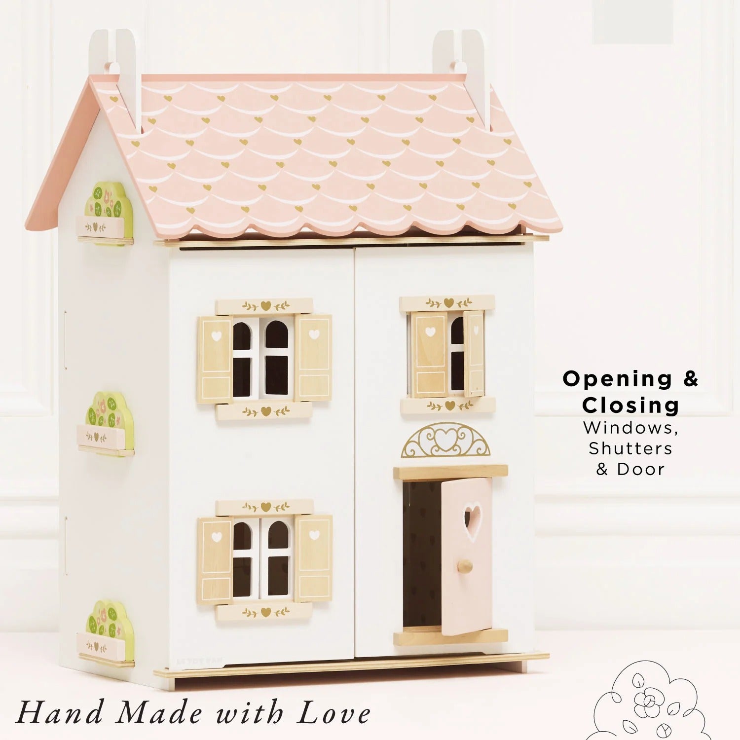 Casa de bonecas de madeira Rose Heart