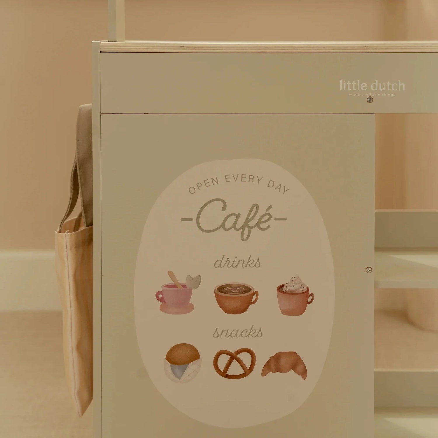 Mercado e café de madeira