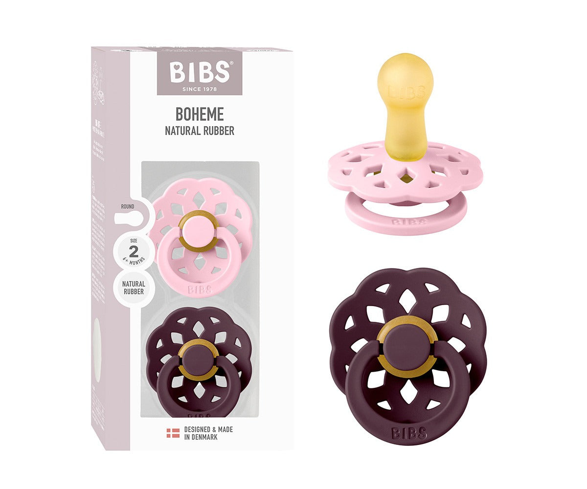 2 chupetas BIBS Boheme baby pink | plum