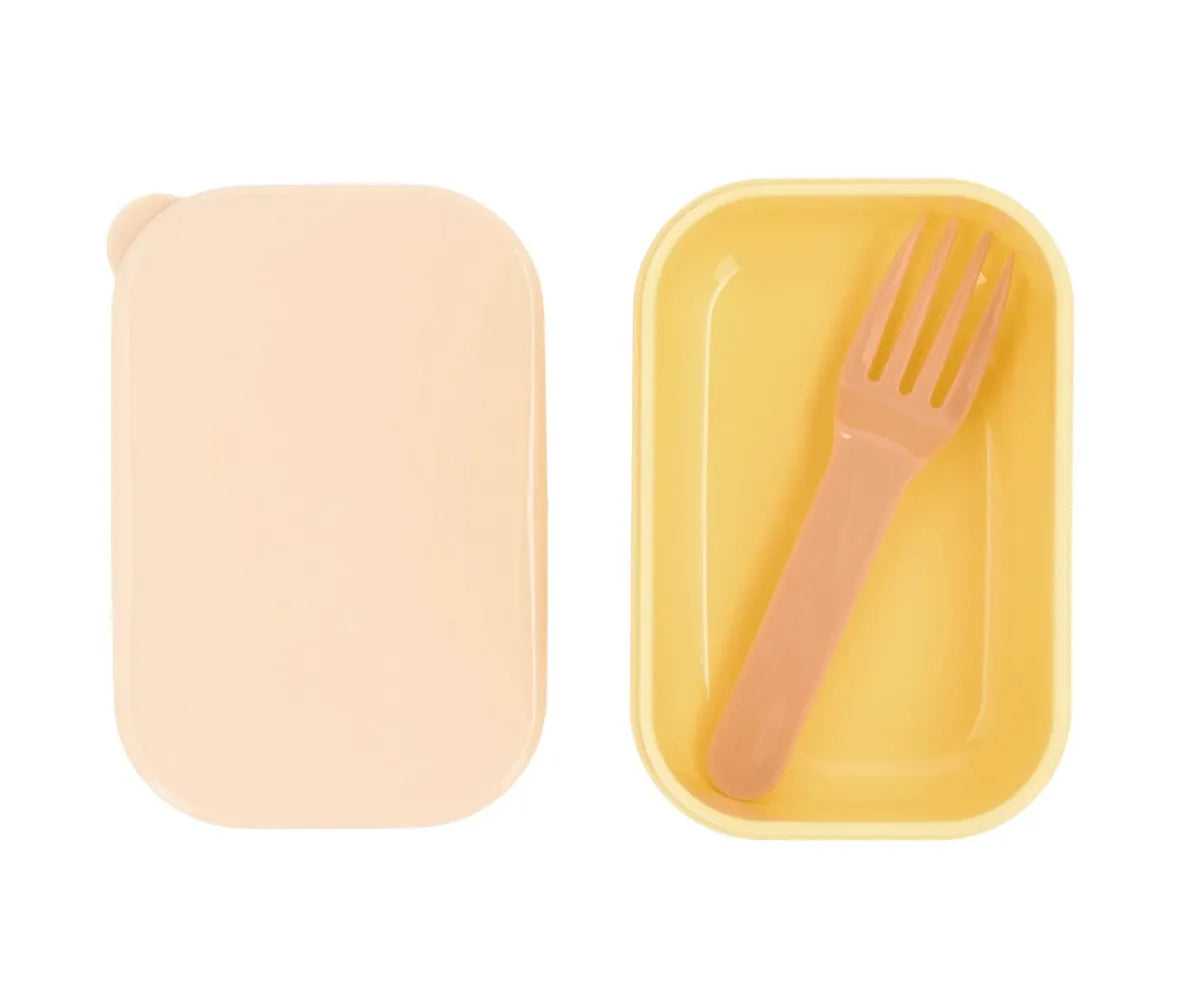 Caixa p/ fruta + garfo amarelo