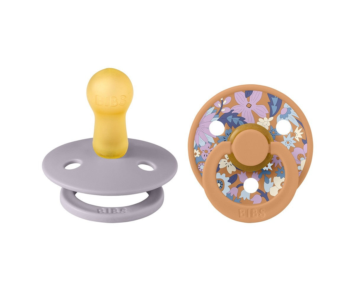 2 chupetas redondas BIBS x Liberty Colour June Blossom | Pumpkin mix