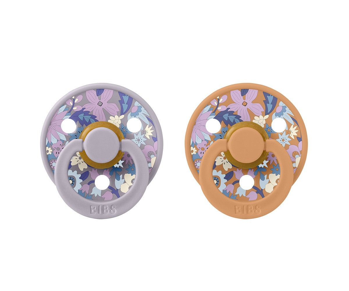 2 chupetas redondas BIBS x Liberty Colour June Blossom | Pumpkin mix