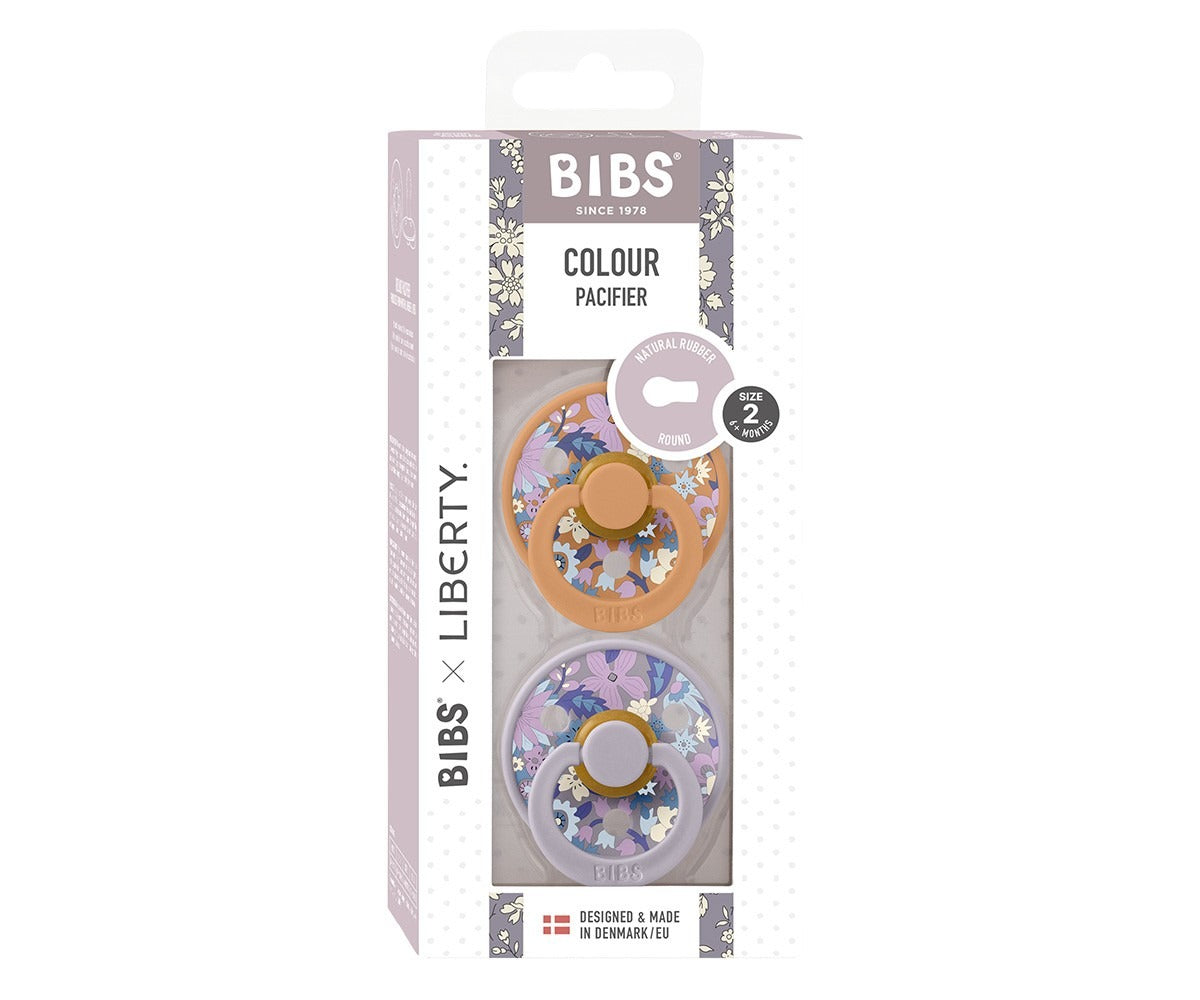 2 chupetas redondas BIBS x Liberty Colour June Blossom | Pumpkin mix