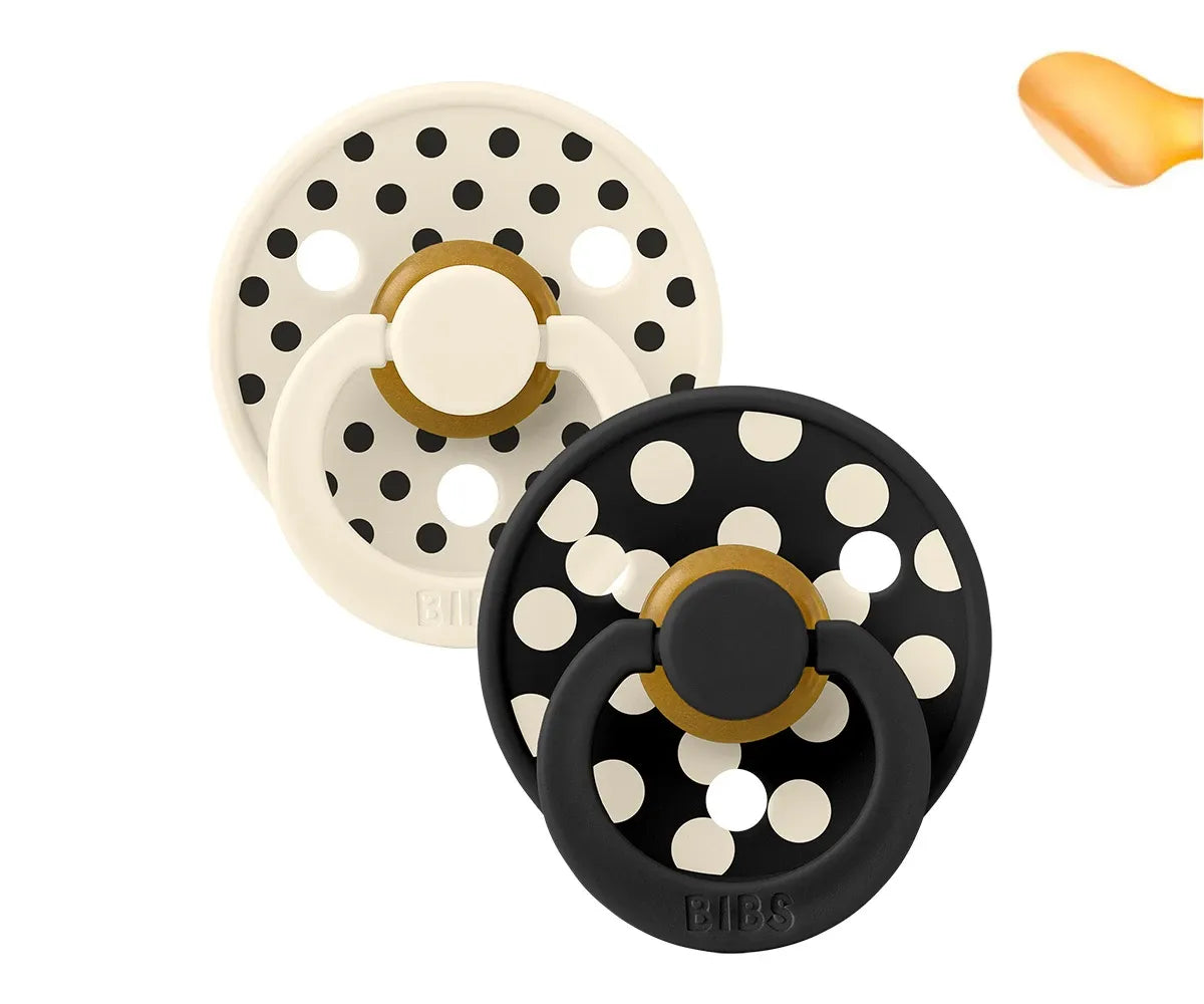 2 chupetas anatómicas BIBS Studio Bolinhas Ivory/Black
