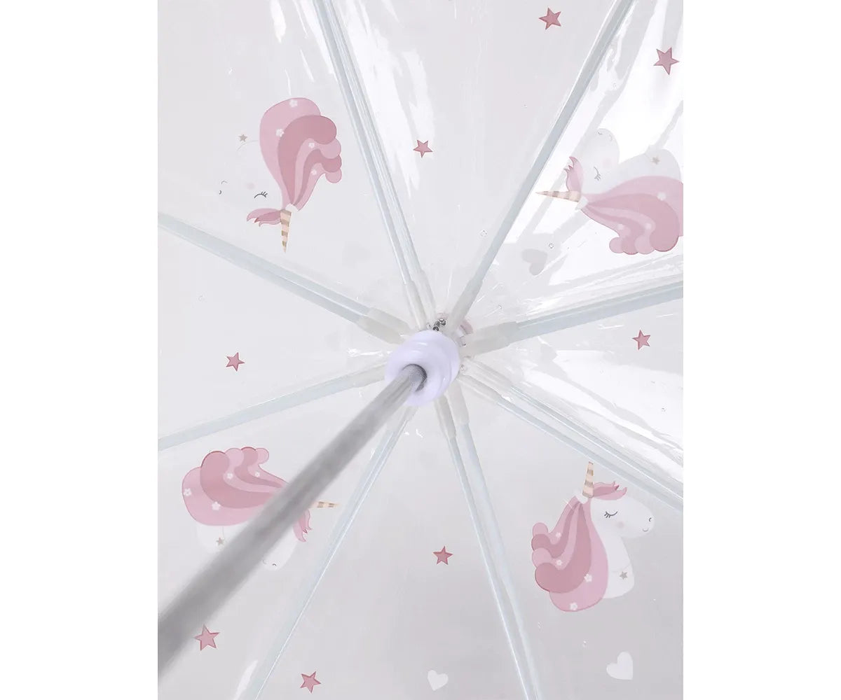 Guarda-chuva transparente unicórnio