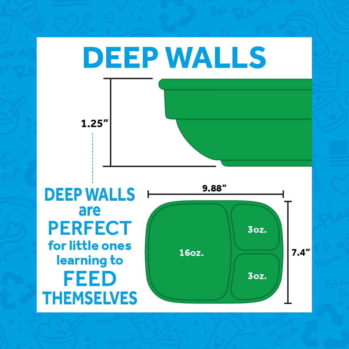 Prato grande com compartimentos sage dinnerware Re-play Recicled