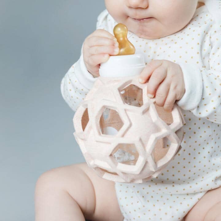 2 em 1 Biberão de vidro + bola de estrelas peach Biberão Hevea