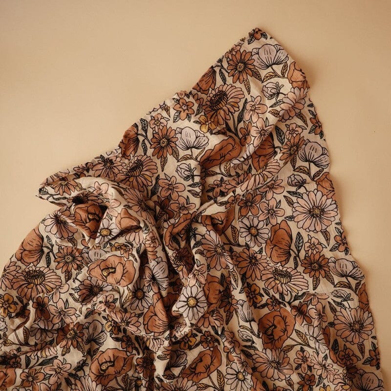 Musselina swaddle retro flowers 120 cm muslin mushie