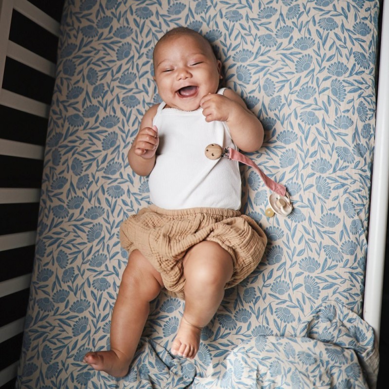 Musselina swaddle algodão flores azuis 120 cm