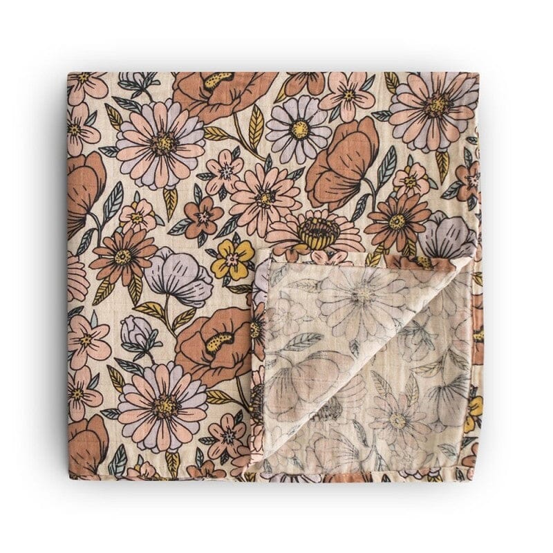 Musselina swaddle retro flowers 120 cm muslin mushie