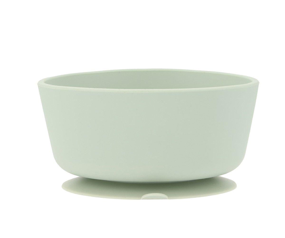 Taça com ventosa + colher de aço sage