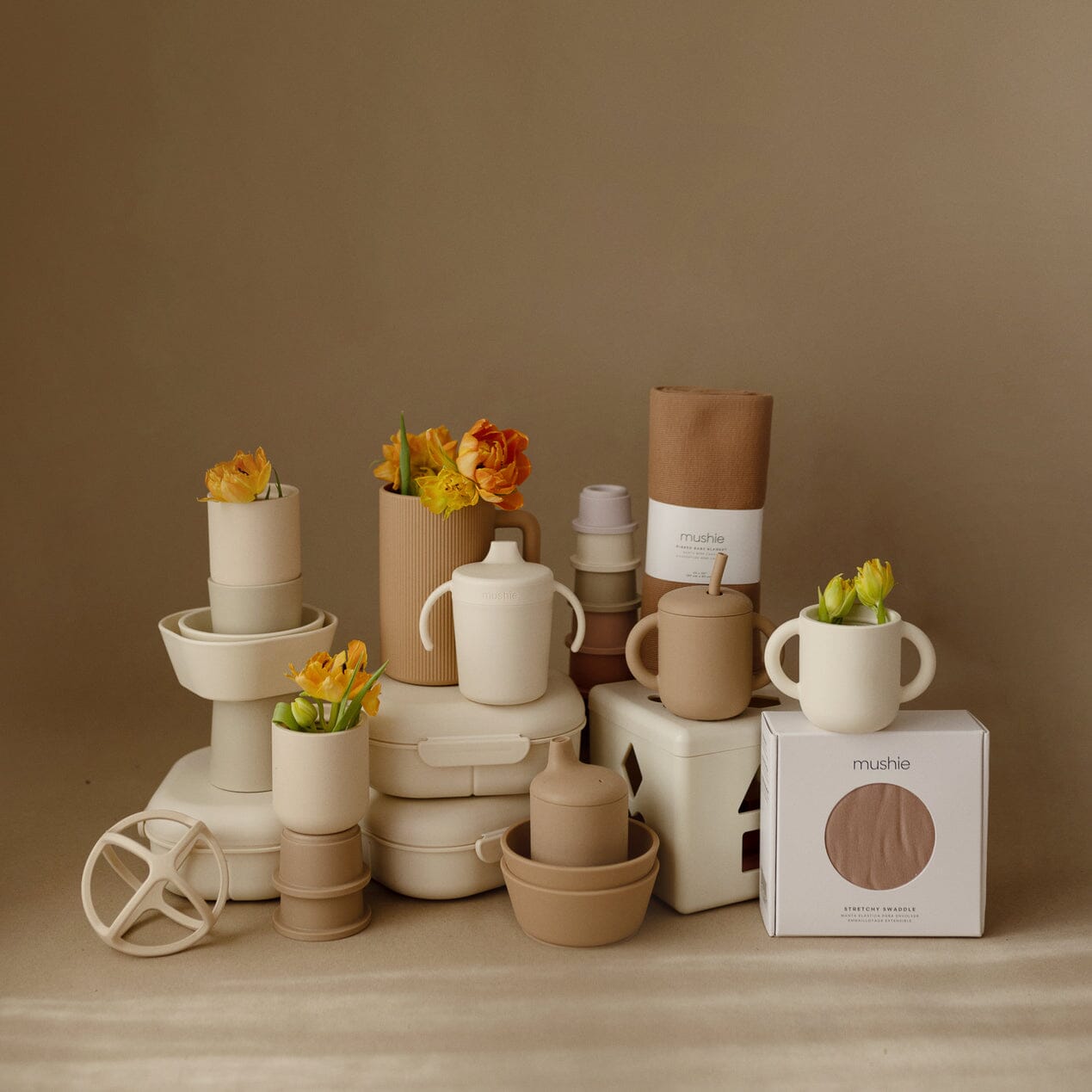 Lancheira com talheres ivory meal mushie