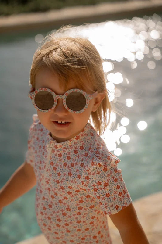 Óculos de sol redondos flores 1-5 anos