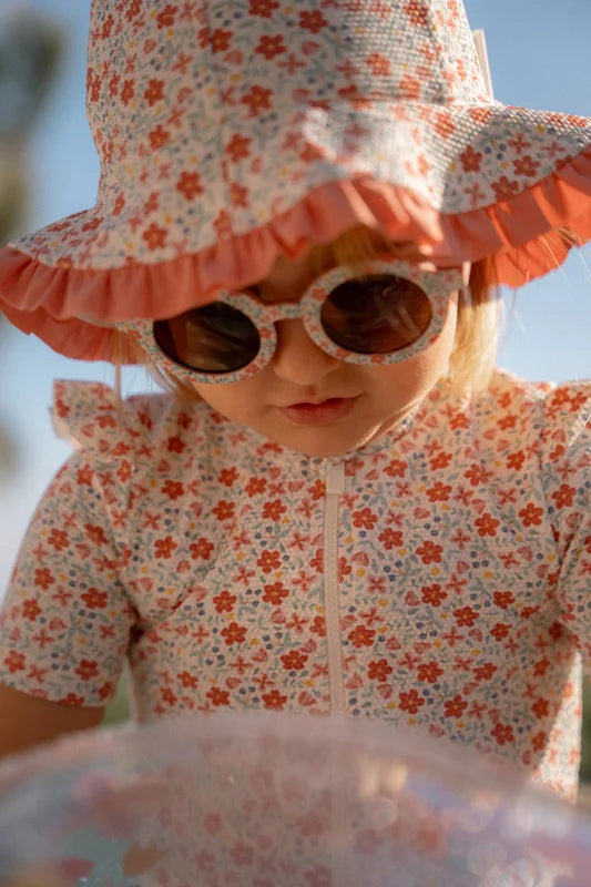 Óculos de sol redondos flores 1-5 anos