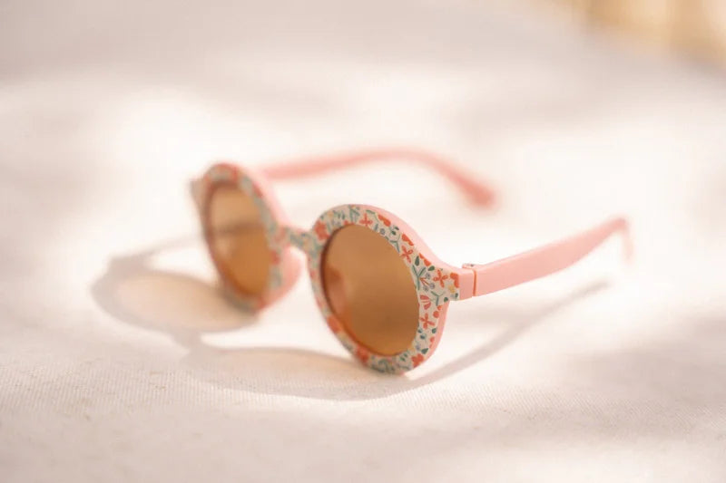 Óculos de sol redondos flores 1-5 anos