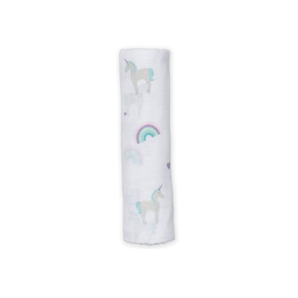 Musselina swaddle arco-íris & unicórnios 120 cm Lulujo