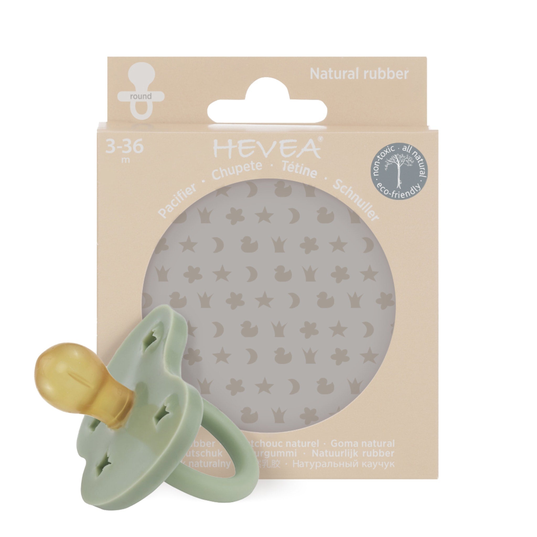 Pacifier moss green 3-36 M round Hevea pacifier Hevea