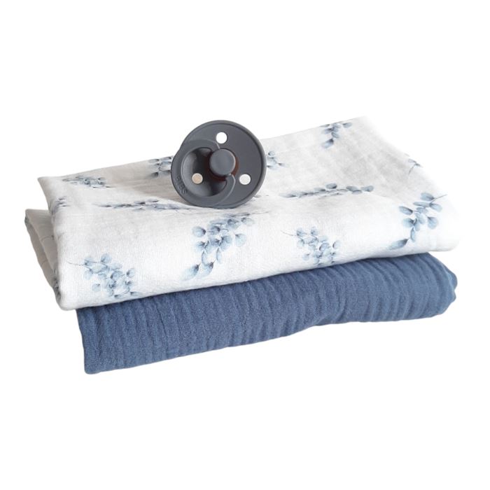 2 musselinas 65 cm folhinhas azul Muslins Siepdesign