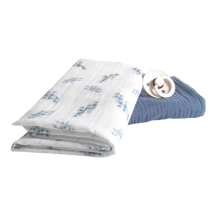 2 musselinas 65 cm folhinhas azul Muslins Siepdesign