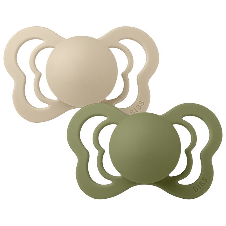 2-pack Bibs couture pacifier silicone vanilla | olive Pacifier BIBS