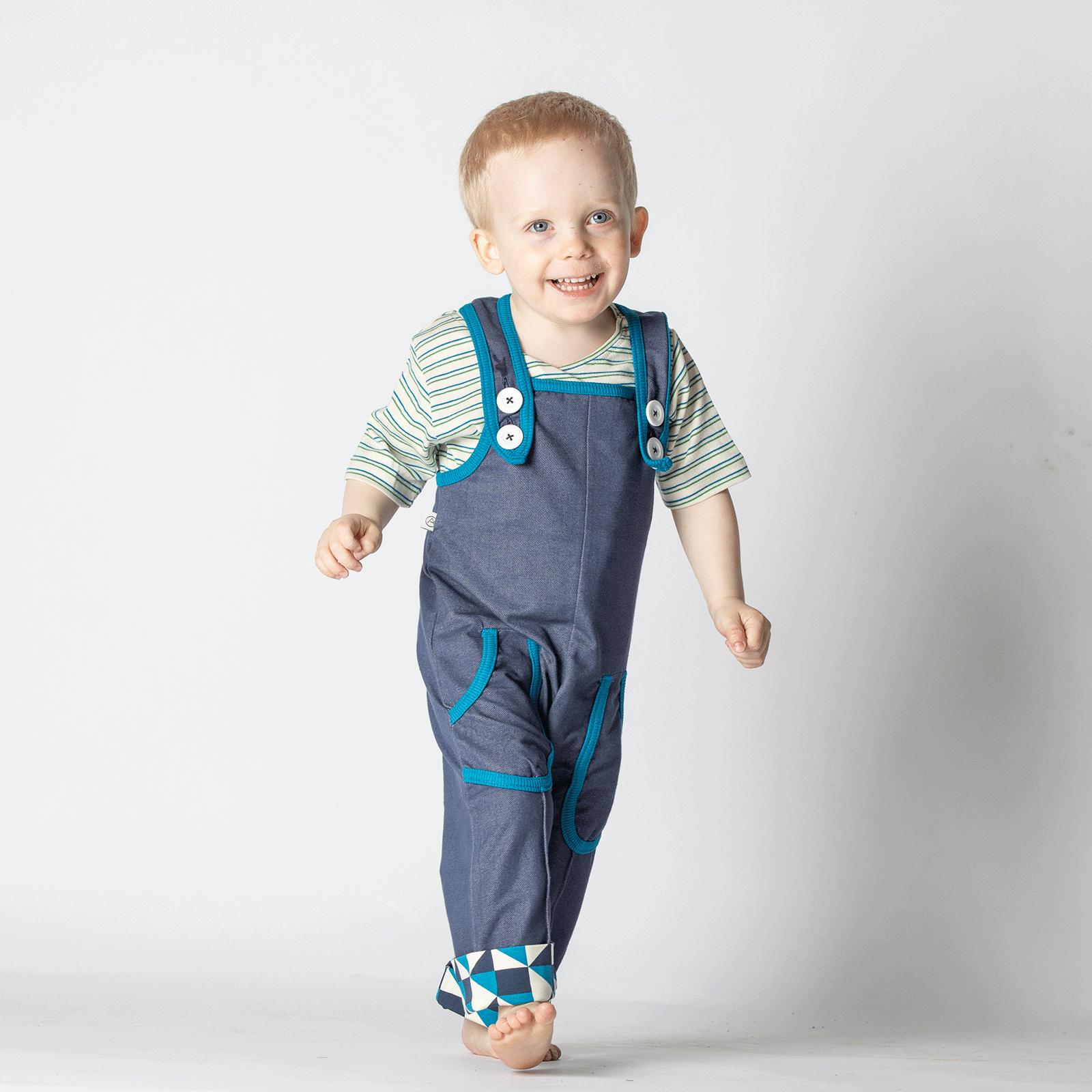 Charley crawlers mood indigo AlbaBaby Dungarees Alba of Denmark