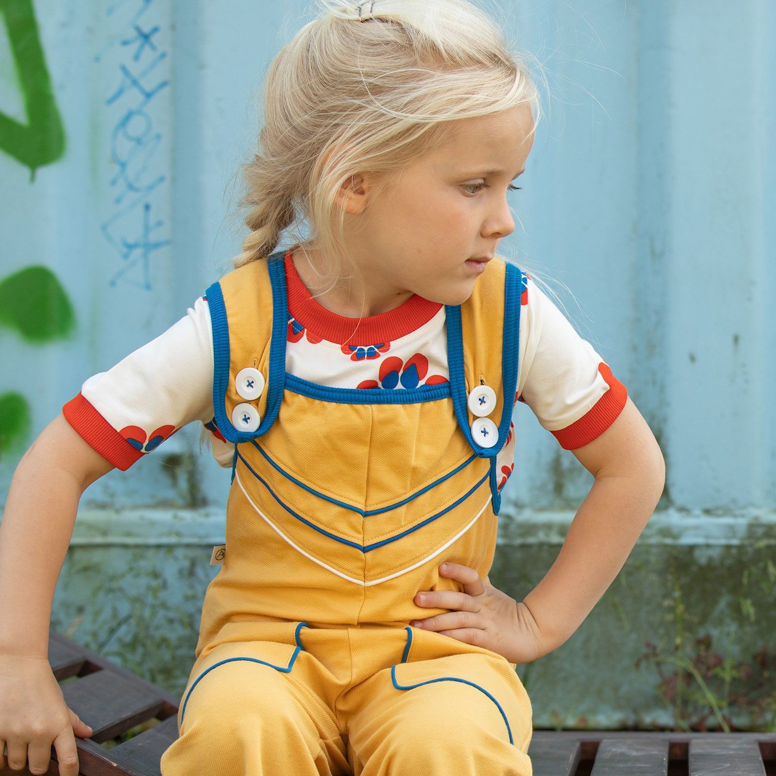 Carry crawlers bright gold AlbaBaby Dungarees Alba of Denmark