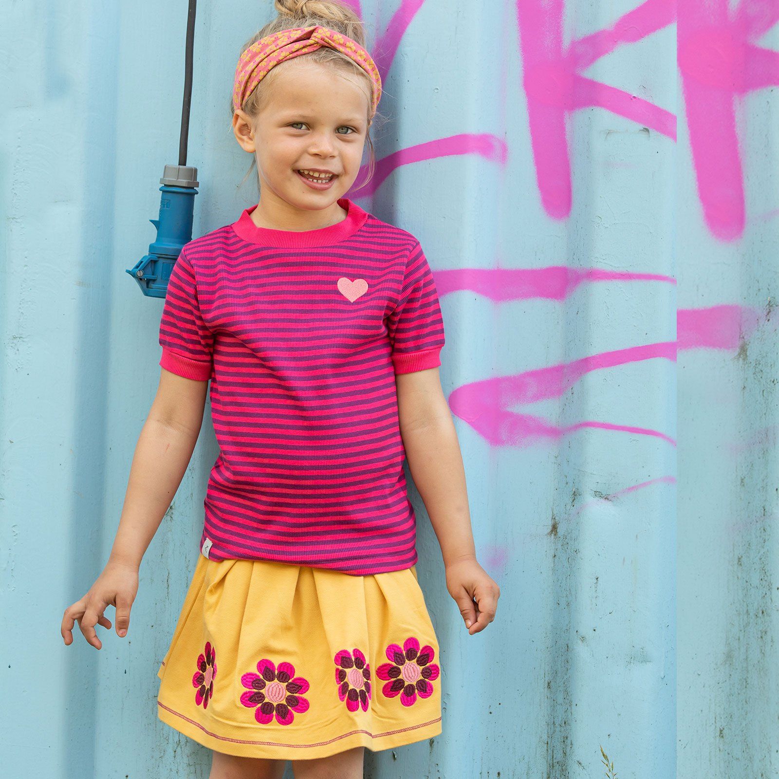 Bella t-shirt raspberry magic stripes AlbaBaby Tops Alba of Denmark