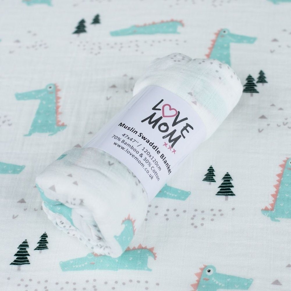 Musselina swaddle 120 cm bambu crocodilo Muslin Love mom