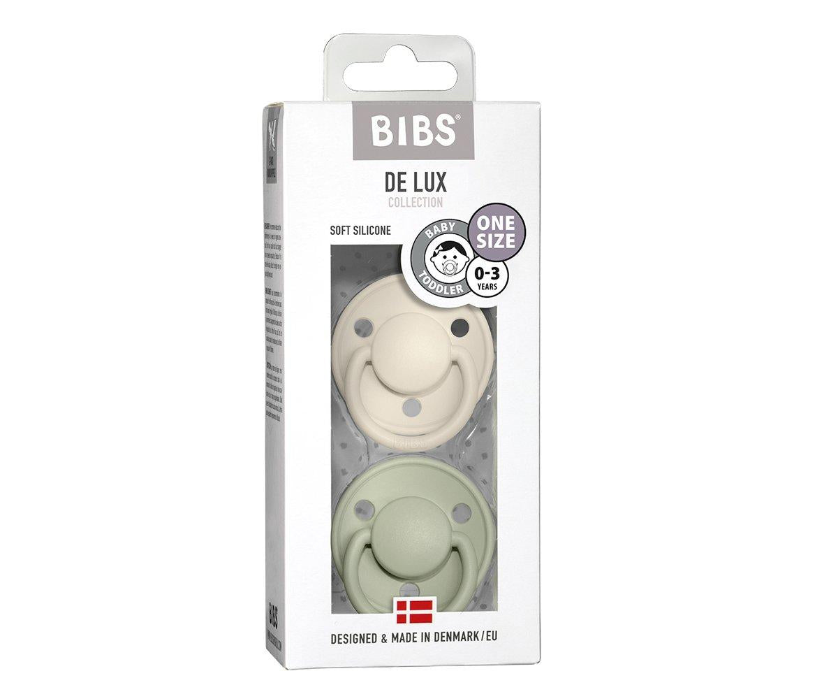 2-pack Bibs De Lux ivory | sage one size Pacifier BIBS