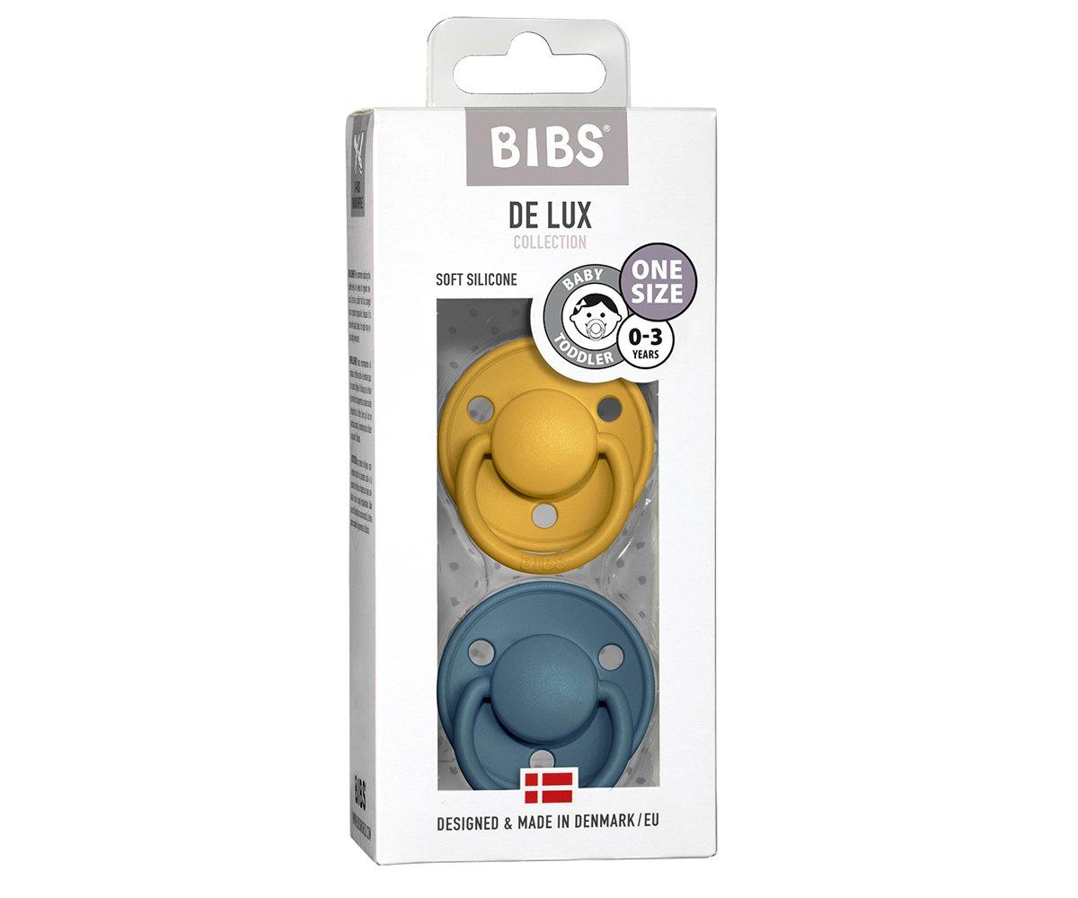 2-pack Bibs De Lux mustard | petrol one size Pacifier BIBS