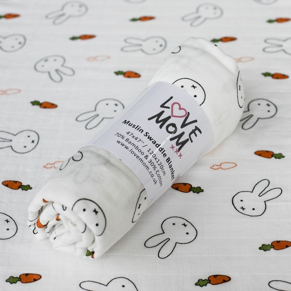 Musselina swaddle 120 cm coelhinho Muslin Love mom