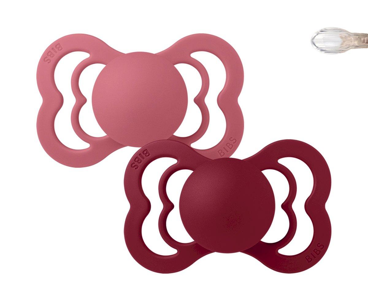 2-pack BIBS Supreme pacifier silicone coral | ruby Pacifier BIBS