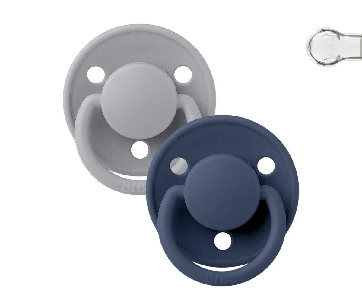 2-pack Bibs De Lux cloud | steel blue one size Pacifier BIBS