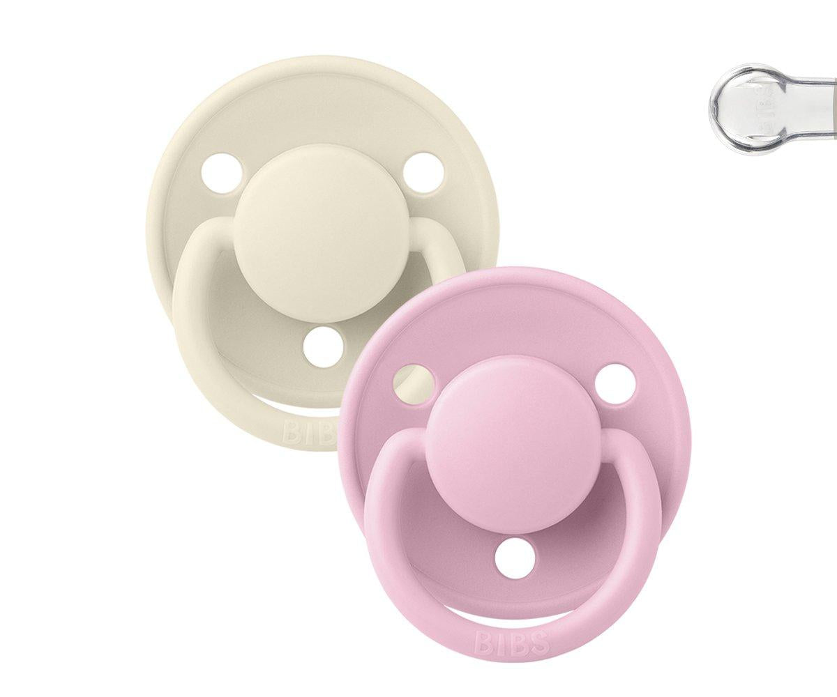 2-pack Bibs De Lux ivory | baby pink one size Pacifier BIBS