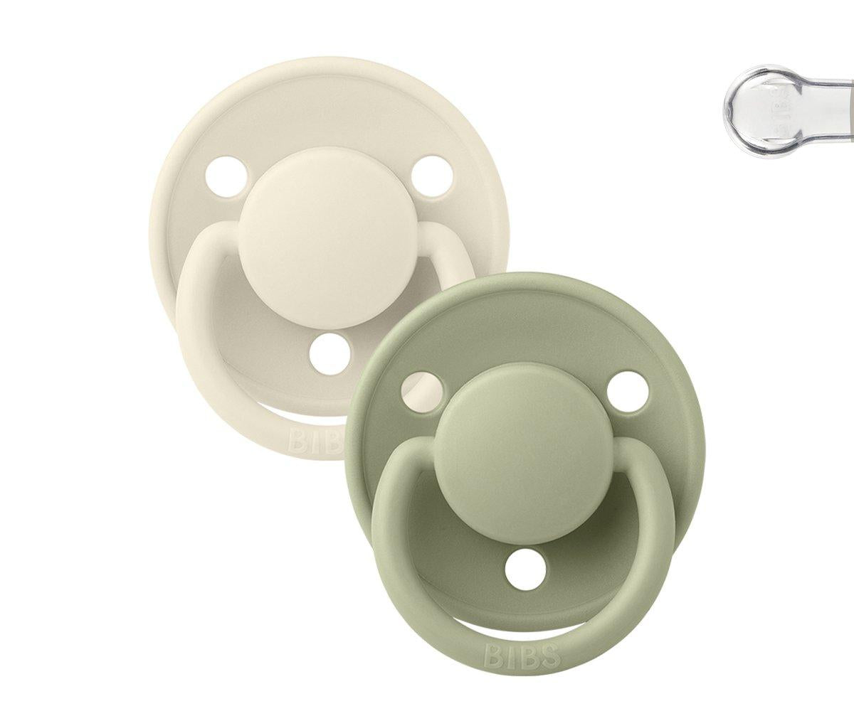 2-pack Bibs De Lux ivory | sage one size Pacifier BIBS