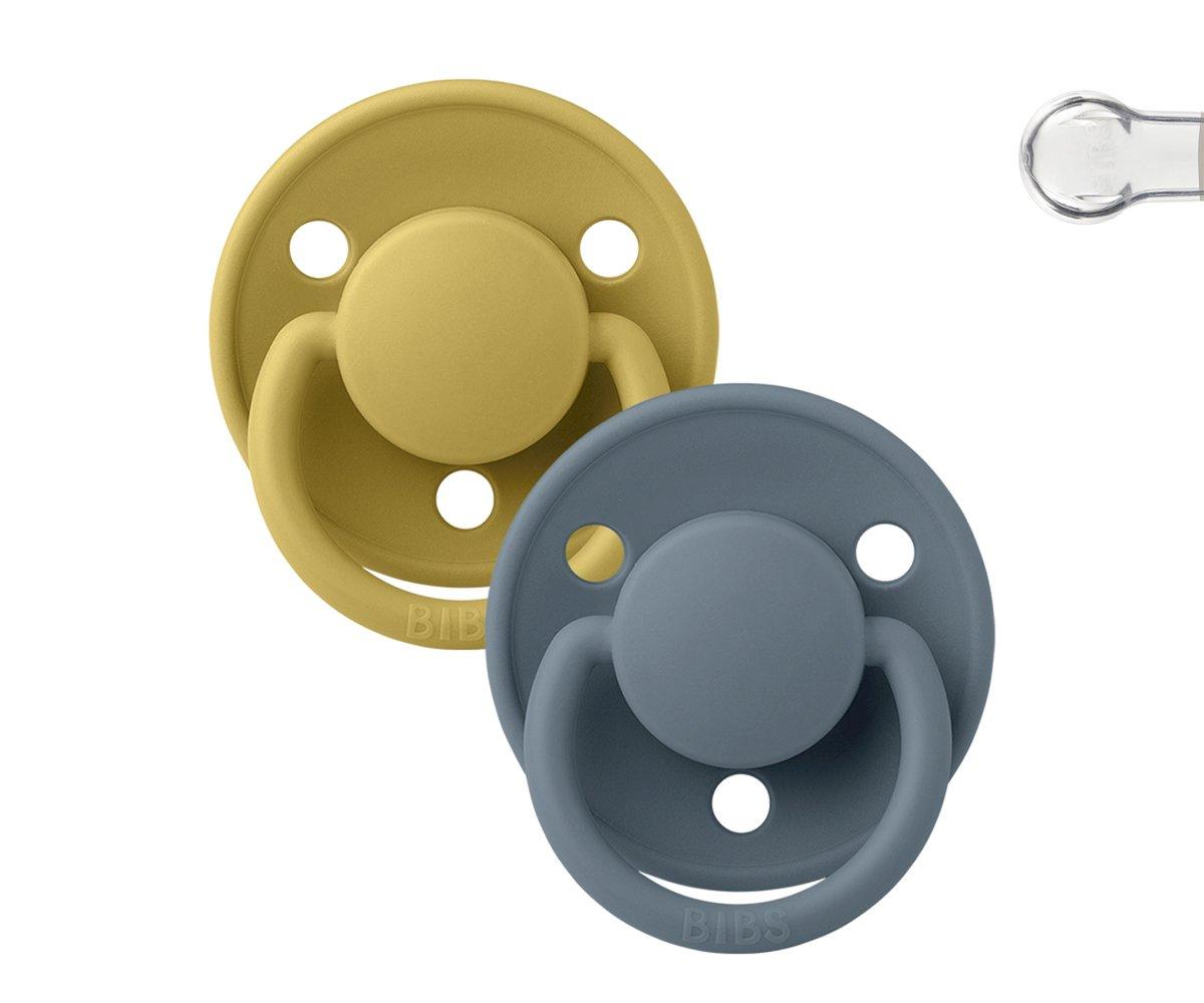 2-pack Bibs De Lux mustard | petrol one size Pacifier BIBS