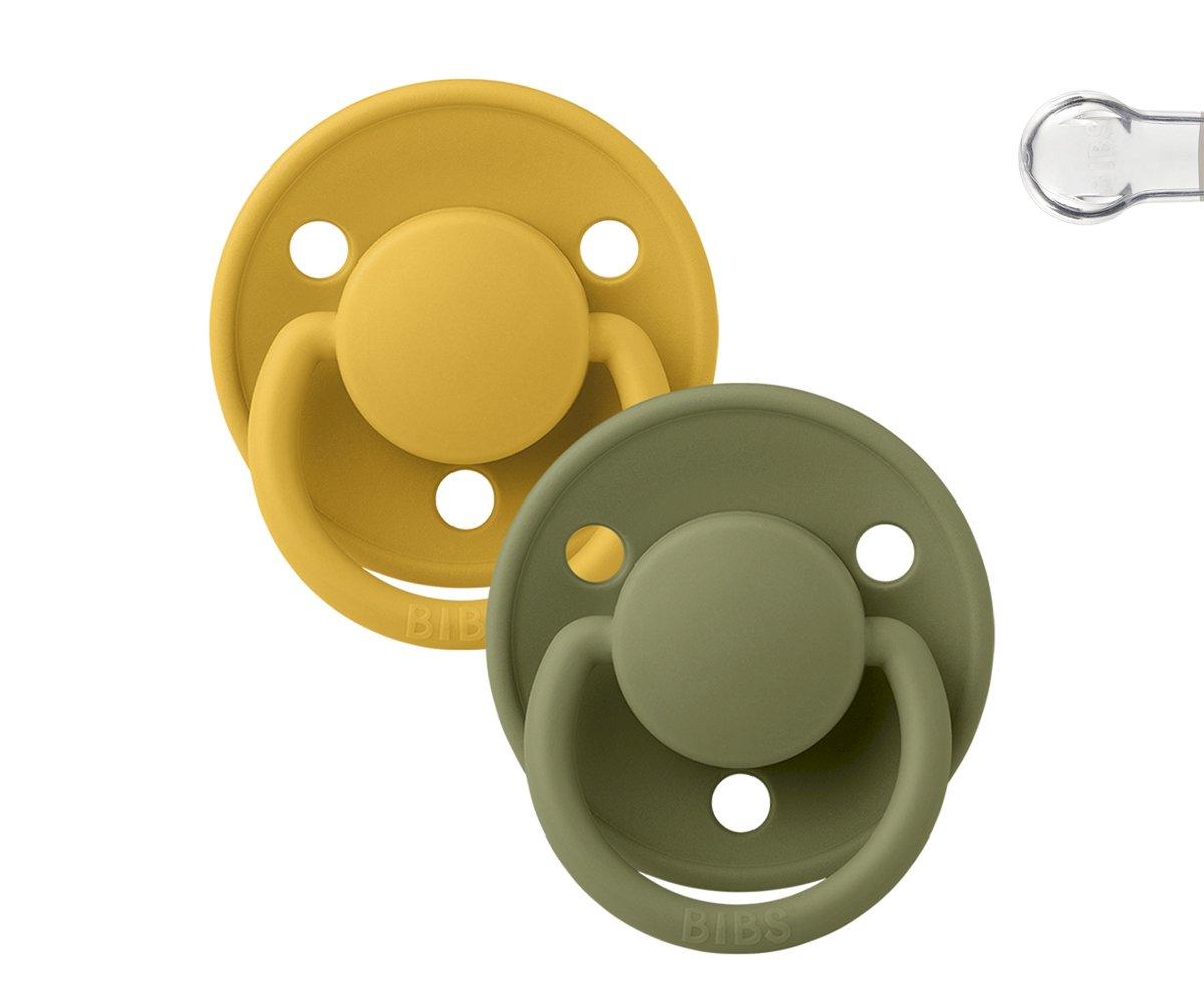 2-pack Bibs De Lux honey bee | olive one size Pacifier BIBS