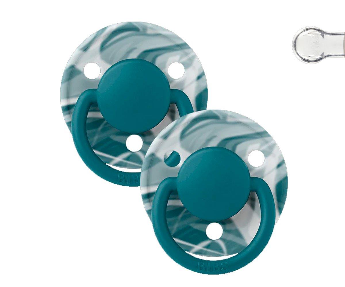 2-pack BIBS De Lux tie dye white | forest lake Pacifier BIBS