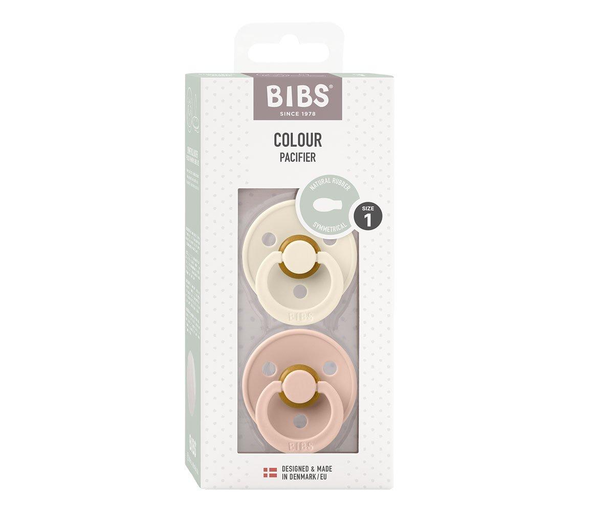 2 Chupetas BIBS Colour simétrica ivory | blush pacifier BIBS