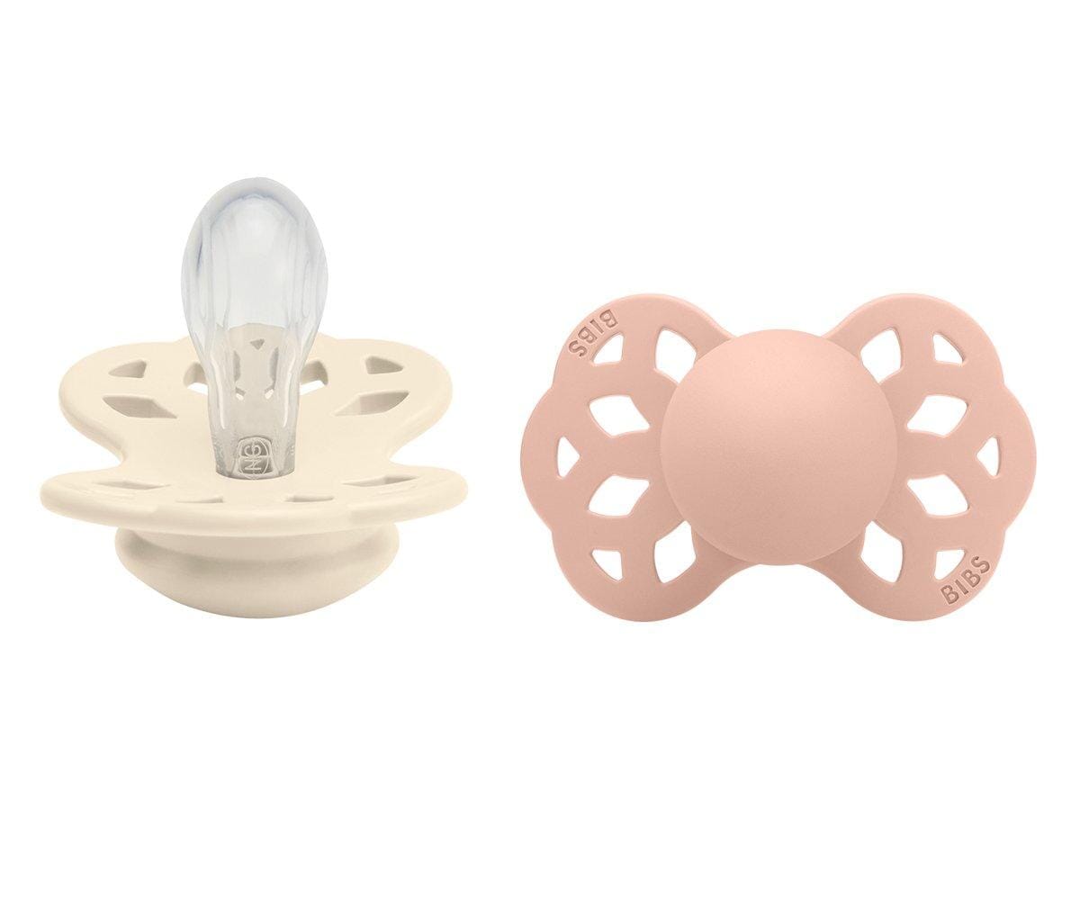 2 chupetas BIBS Infinity simétrica silicone sage | ivory pacifier BIBS
