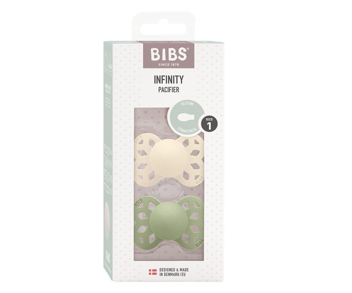 2 chupetas BIBS Infinity simétrica silicone sage | ivory pacifier BIBS