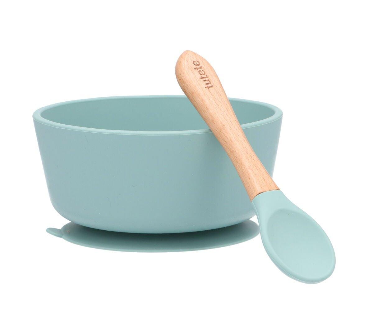 Taça com ventosa + colher light sage meal tutete
