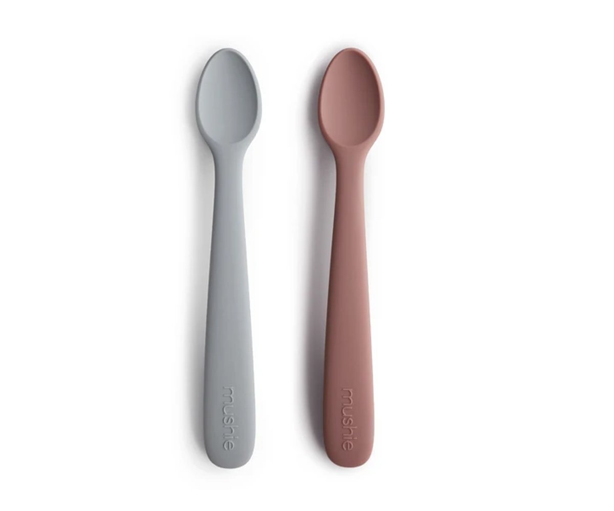 2-pack silicone feeding spoon stone/cloudy mauve mushie Meal mushie