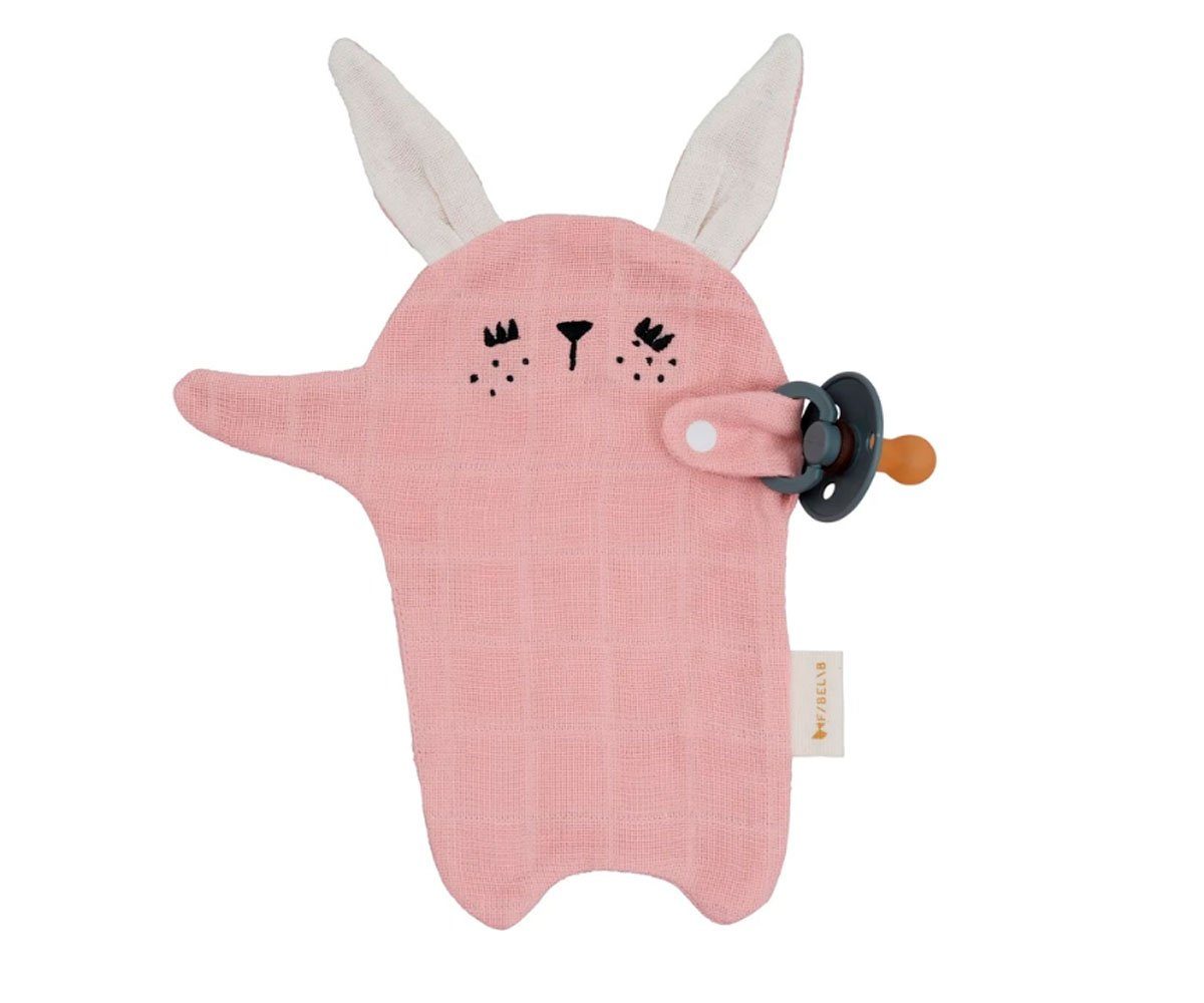 Doudou pacifier cuddle bunny mauve Fabelab muslin Fabelab