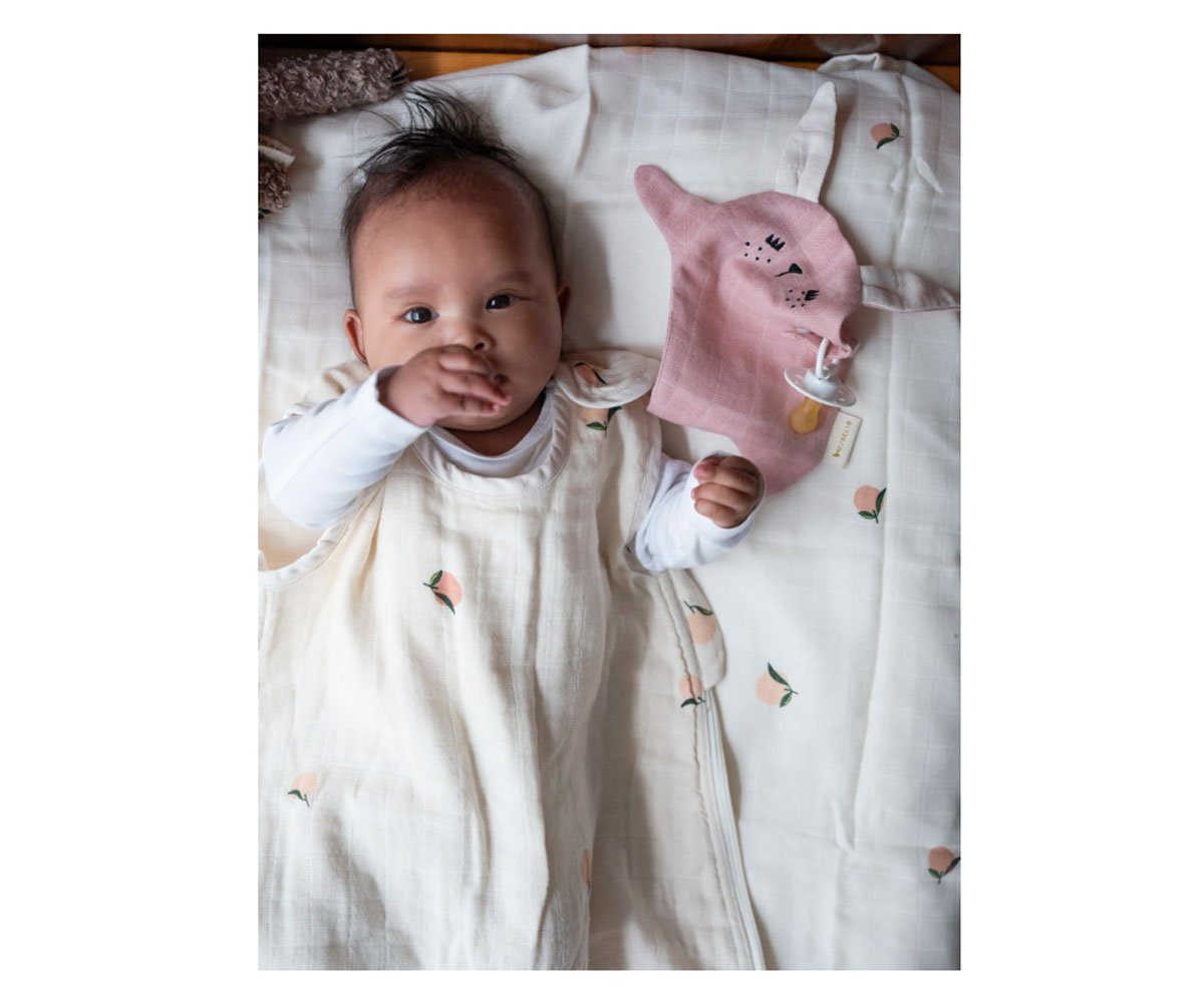 Doudou pacifier cuddle bunny mauve Fabelab muslin Fabelab