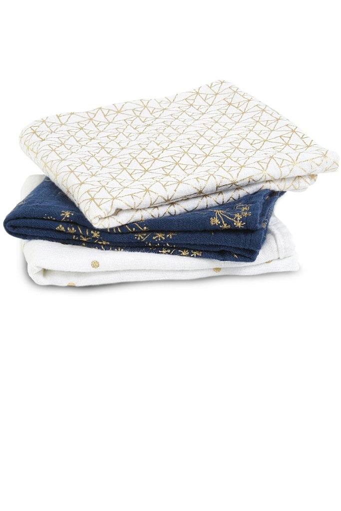 Muslin squares metallic gold deco 3-pack Muslin Aden + Anais