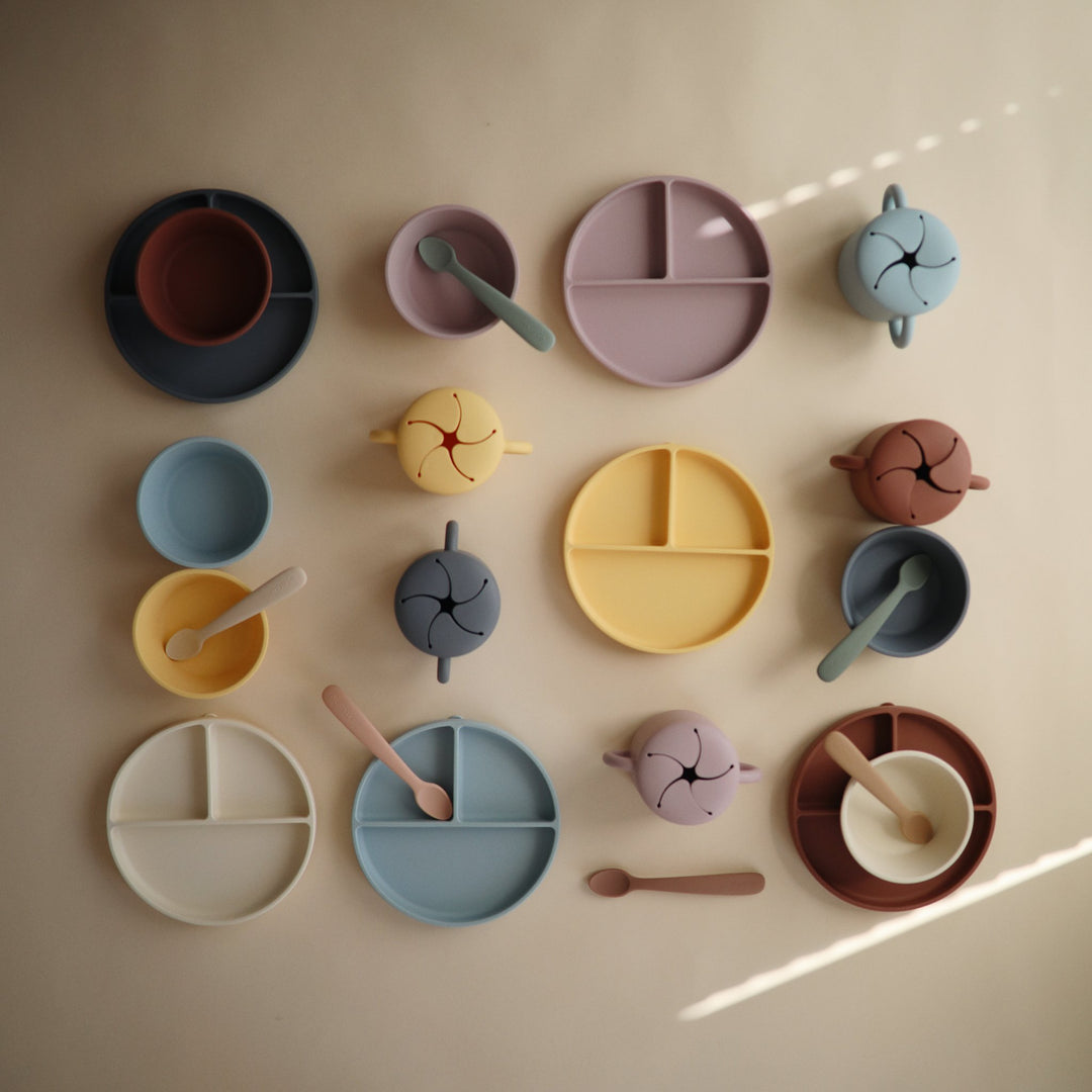 Silicone suction plate ivory mushie meal mushie